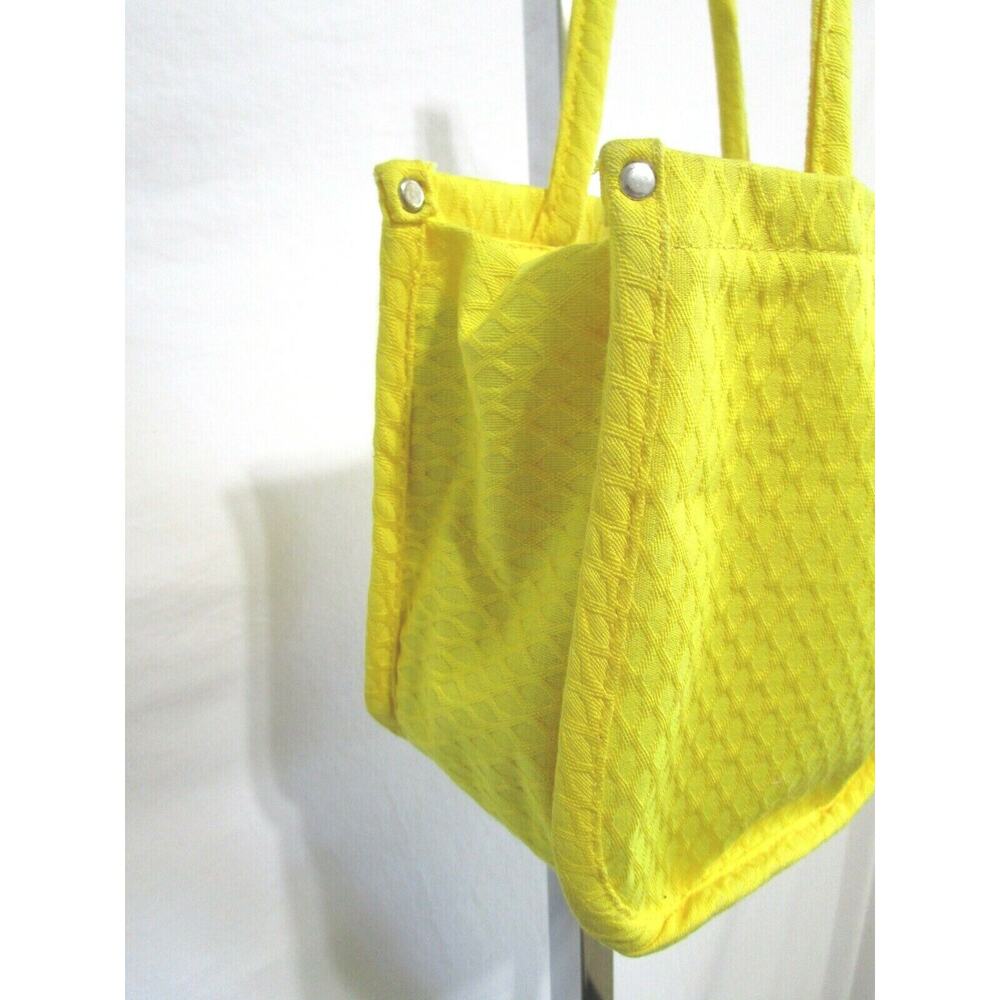 Vintage 60's Mod Paul B. Stone Small Yellow Textured Canvas Clutch Tote Handbag - Picture 4 of 12